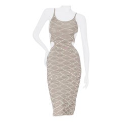 Hervé Léger Brown Patterned Cutout Bodycon Dress 