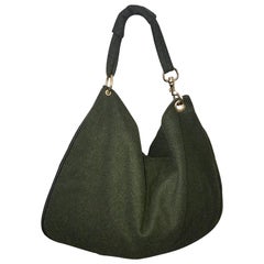 1970s Joseph Magnin Hunter Green Made in Italy Wool XL Hobo Retro Shoulder Bag