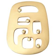 Signed Eisenberg Gold Plated Modernist Pin/ Brooch 10