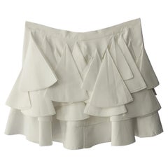 Christian Dior White Flare Ruffle Mini Skirt Size 