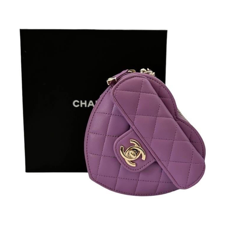 Chanel Heart Small Viola Borsa A Tracolla  For Sale
