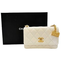 Chanel Timeless Mini-Klappenanhänger in Kaviar Bianca Borsa A Tracolla, Bianca Borsa