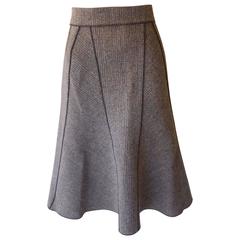 Prada Tweed A-Line Skirt With Raw Edging and Tonal Stitching (46 Itl)