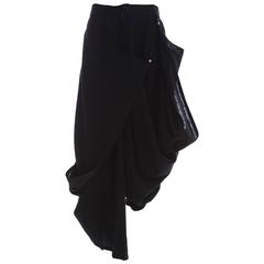 Kansai Yamamoto Black Linen Cotton Harem Pants, Circa 1980's