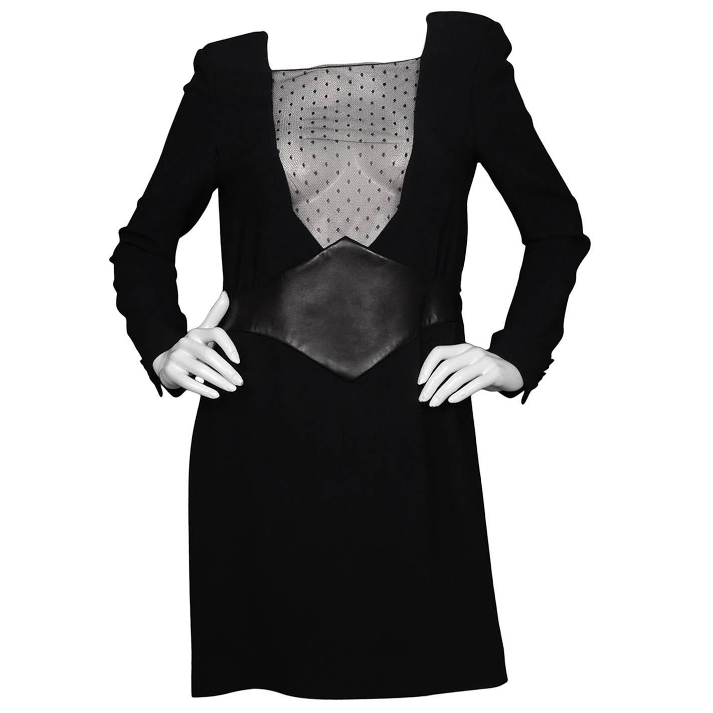 Saint Laurent NWT Long Sleeve Deep V Dress rt. $1, 700
