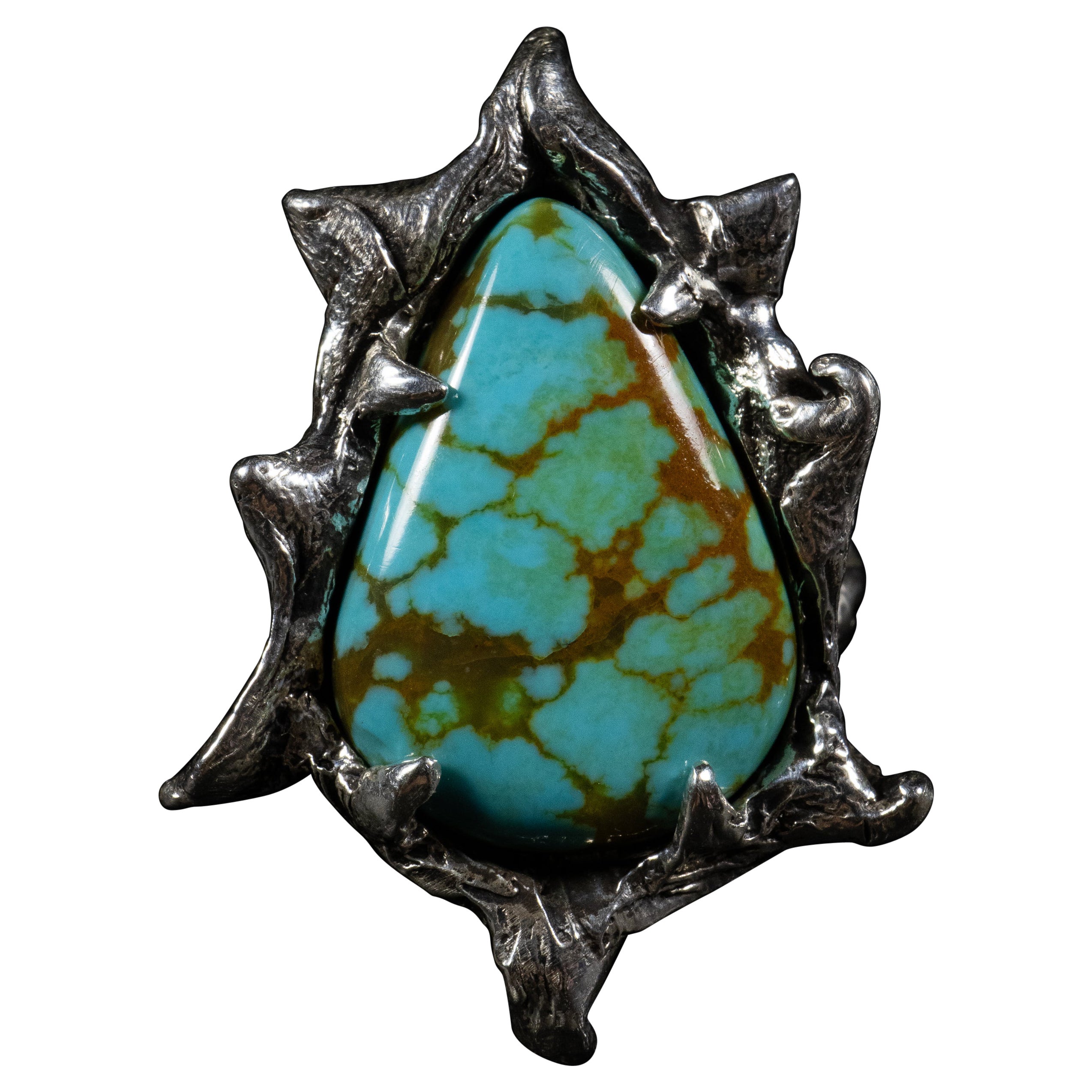 Genesis (Tyrone Turquoise, Sterling Silver Ring) by Ken Fury For Sale
