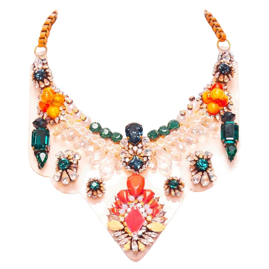 SHOUROUK neon orange multicolor beads pvc jewel short necklace For Sale