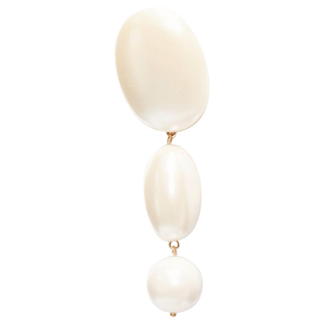 LELE SADOUGHI cream big geometric faux pearls drop pin earrings For Sale