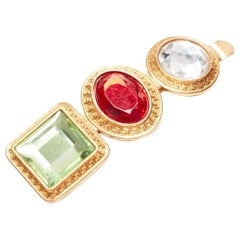 VERSACE Grün Rot Klarkristall Gold Barock Juwelen einzelner Haarclip