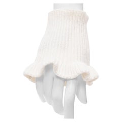 GUCCI white cotton cashmere blend soft frilly cuff half gloves