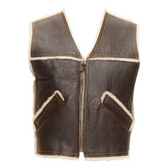 JEAN PAUL GAULTIER JEANS Vintage shearling lined logo zip vest jacket FR42 XXS
