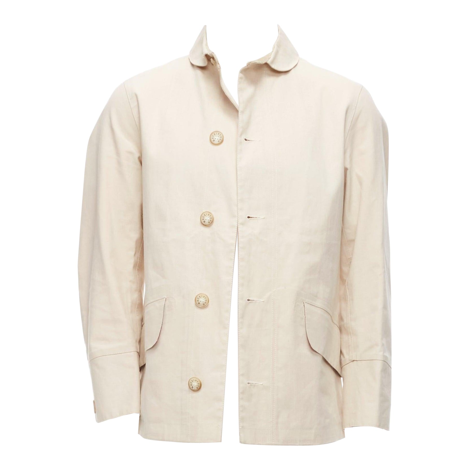 JUNYA WATANABE MACKINTOSH 2010 beige coated cotton logo button jacket XS For Sale