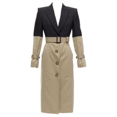 ALEXANDER MCQUEEN 2018 Pasarela blazer negro abrigo híbrido trench beige IT40 S