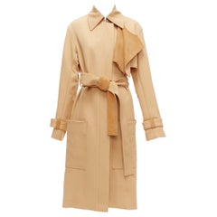 OLD CELINE Phoebe Philo wool goat leather trimmed deconstructed trench coat FR38