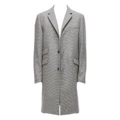 MARNI Manteau long en laine mélangée pied-de-poule gris avec patte de boutonnage invisible IT48 M