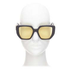 GUCCI GG0956S gafas de sol oversize con logotipo GG dorado negro y lente amarilla