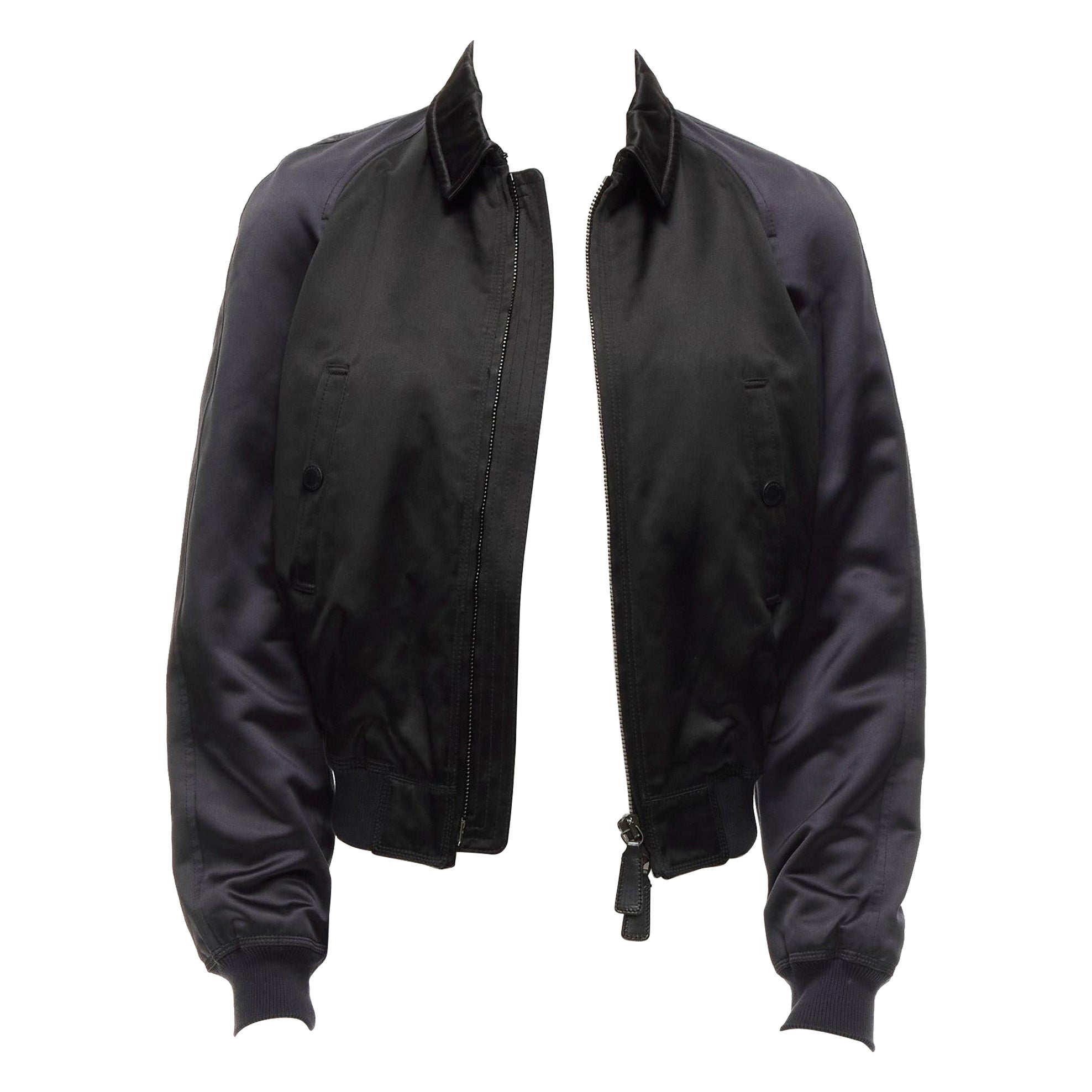 BURBERRY PRORSUM black navy satin raglan bomber jacket IT46 S For Sale