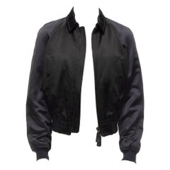 Used BURBERRY PRORSUM black navy satin raglan bomber jacket IT46 S