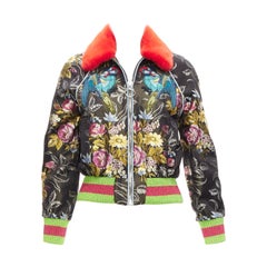 GUCCI 2016 Laufsteg Bomberjacke aus geblümtem Jacquard mit Nerzpelzkragen IT38 XS