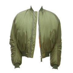Used PRADA 2023 Runway green nylon cropped cocoon puffer bomber jacket M