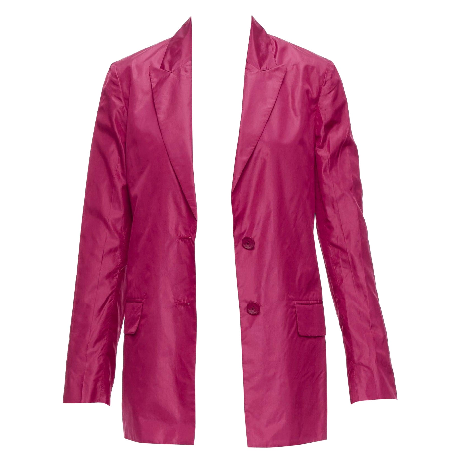 VALENTINO Piccioli 100% silk raspberry pink cinched waist casual blazer IT36 XXS For Sale