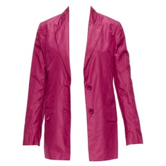 VALENTINO Piccioli blazer décontracté à taille cintrée rose framboise 100 % soie IT36 XXS