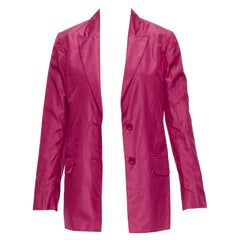 VALENTINO Piccioli 100% silk raspberry pink cinched waist casual blazer IT36 XXS