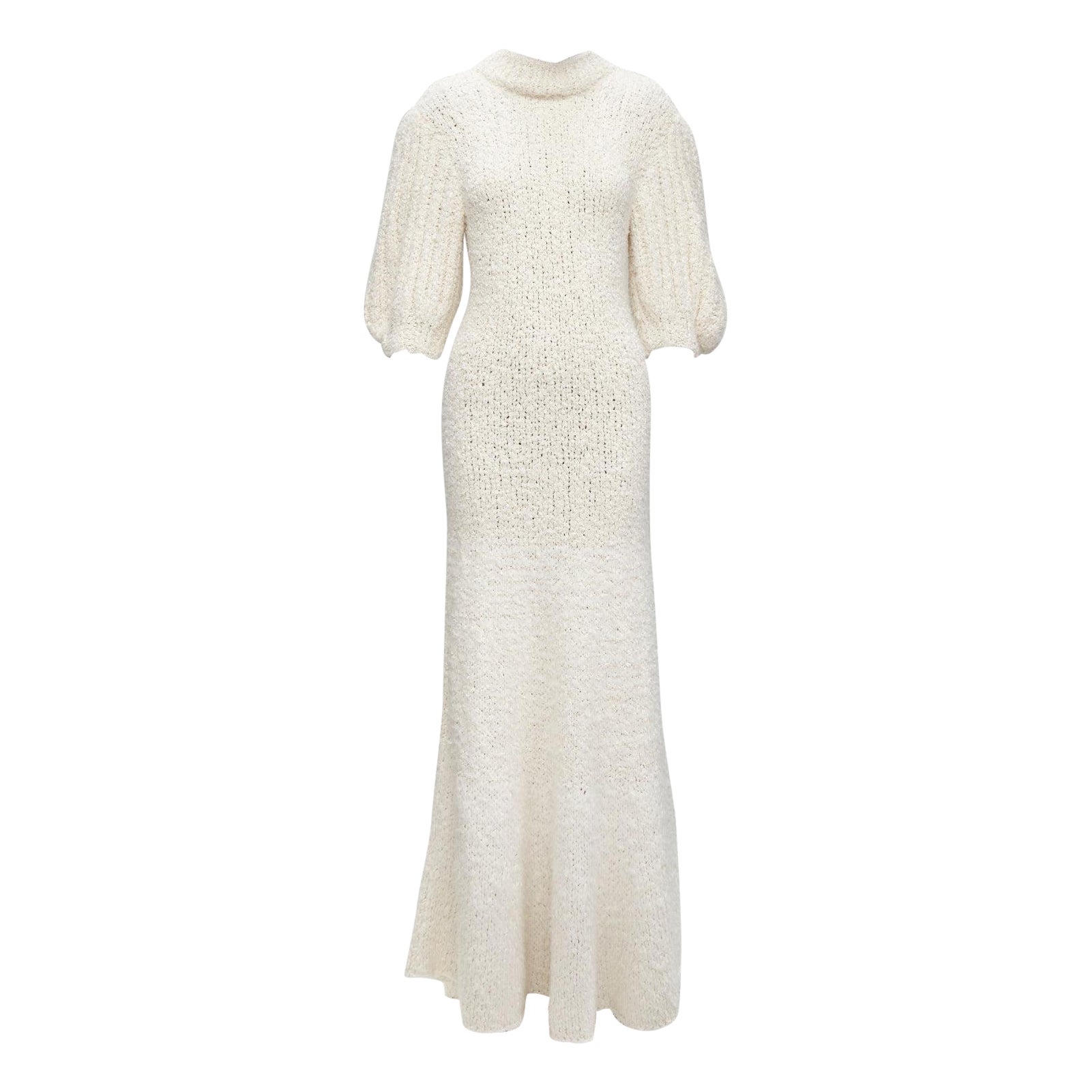 CECILIE BAHNSEN 2020 Latifa 100% silk knitted backless puff sleeves dress UK8 S For Sale