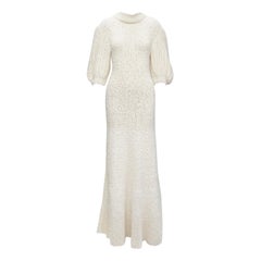 CECILIE BAHNSEN 2020 Latifa 100% silk knitted backless puff sleeves dress UK8 S