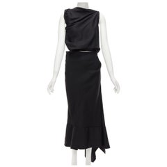 MATICEVSKI 2020 Energiegeladenes schwarzes drapiertes Hi-Kleid mit tiefem Ausschnitt AUS8 S