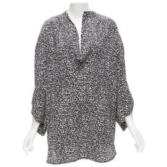 MARNI 100% soie noir blanc imprimé moucheté robe chemise à col asymétrique IT40 S