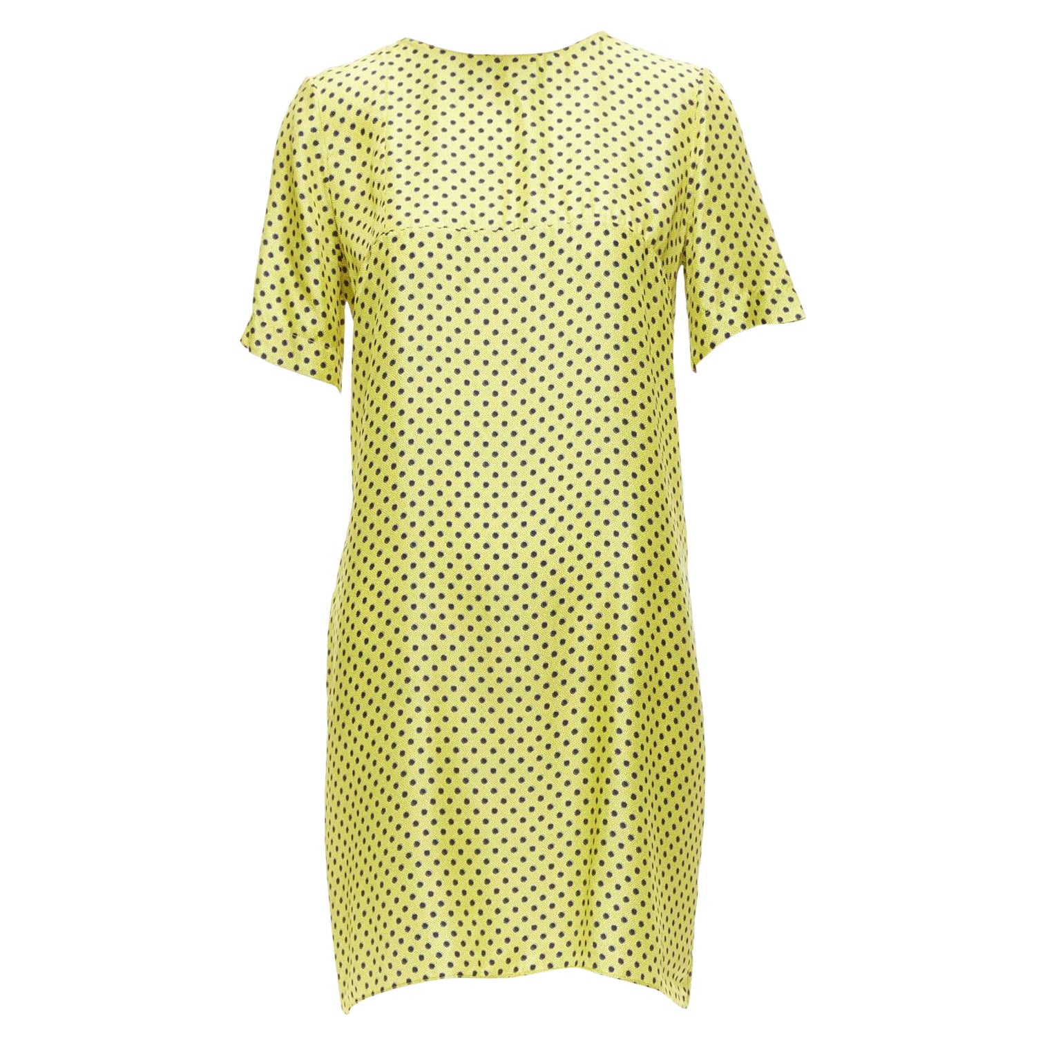 MARNI 100% silk yellow black polka dot asymmetric panels dress IT42 M For Sale