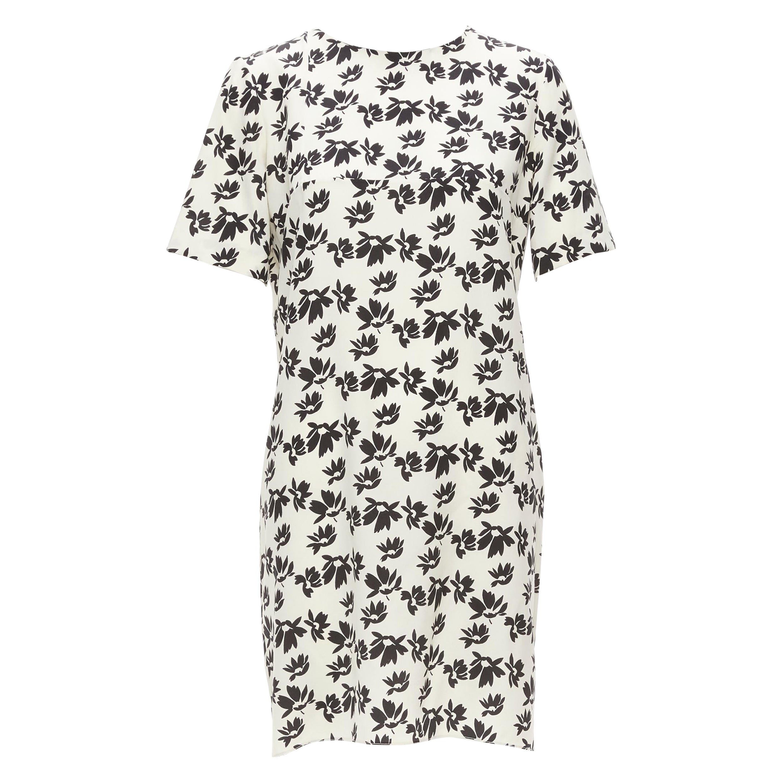 MARNI white black floral print asymmetric panel dress IT42 M For Sale