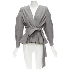 ALEXANDRE VAUTHIER blazer gris à épaulettes et ceinture péplum FR36 S