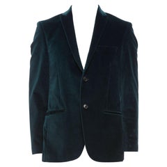 KENZO terciopelo de algodón verde azulado oscuro plus fit blazer cruzado IT48 M