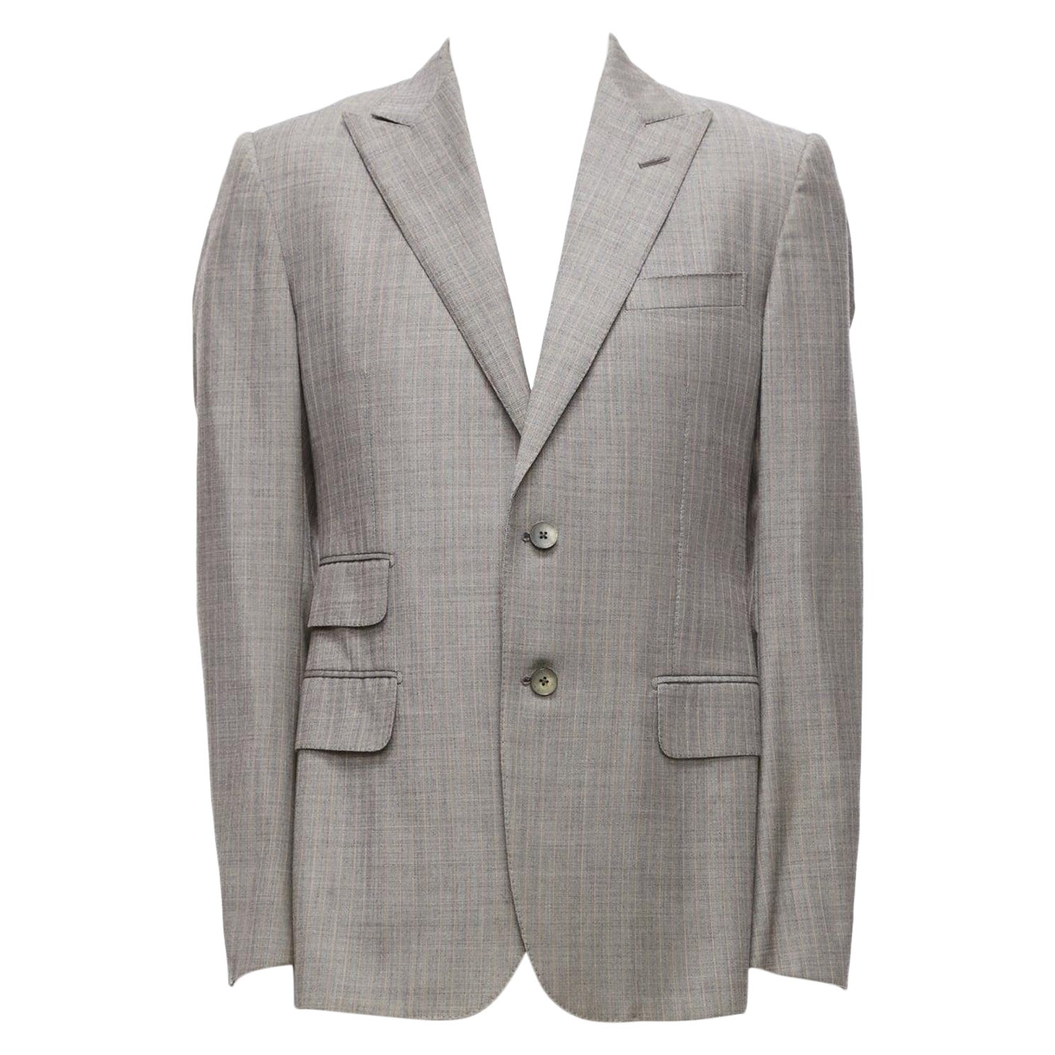 GUCCI blazer boxy à poches à carreaux rouges et gris 100 % laine IT50 L en vente