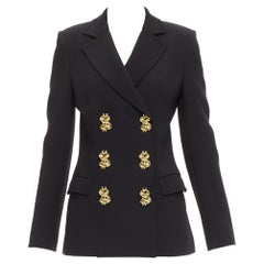 Seltene MOSCHINO Laufsteg-Blazerjacke mit Knopfleiste aus schwarz-goldem Kristall und Dollarzeichen IT40 S