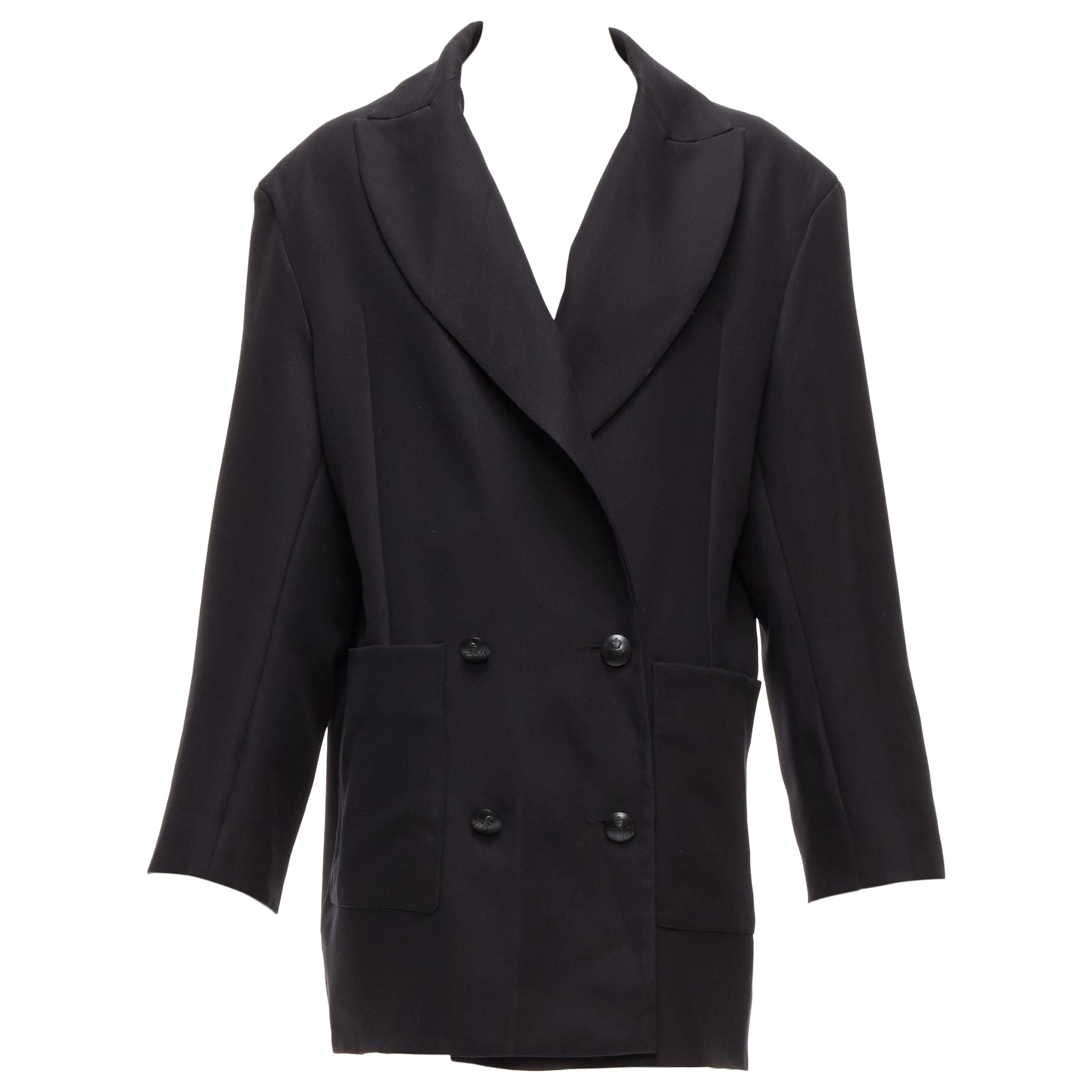 MATICEVSKI 2022 Territories black silk lined buttoned oversized blazer AUS8 S For Sale