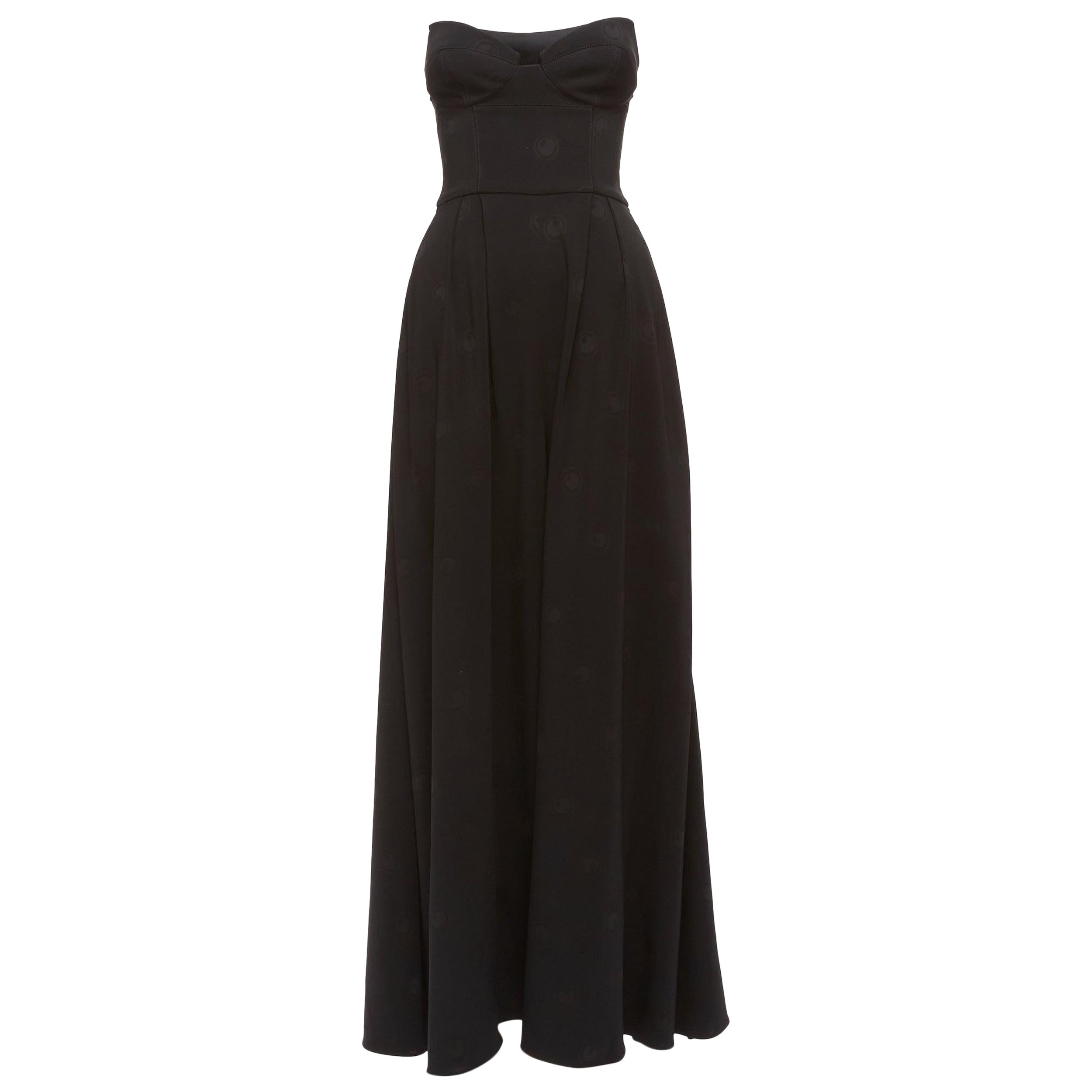 BRANDON MAXWELL Schwarzer gestreifter Korsett-Overall mit Punktmuster aus Seide mit Korsett US0 XS im Angebot
