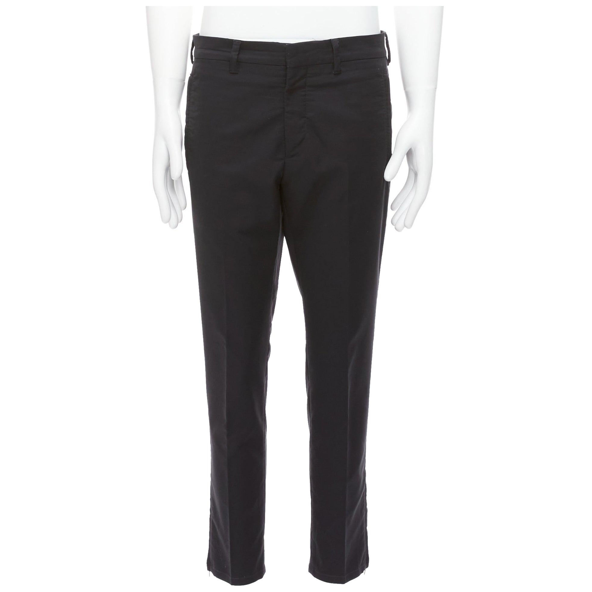 PRADA 2017 black nylon side zip tapered cropped dress pants IT48 M For Sale