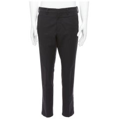 PRADA 2017 pantalon habillé cropped en nylon noir avec fermeture éclair latérale IT48 M