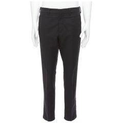 PRADA 2017 black nylon side zip tapered cropped dress pants IT48 M