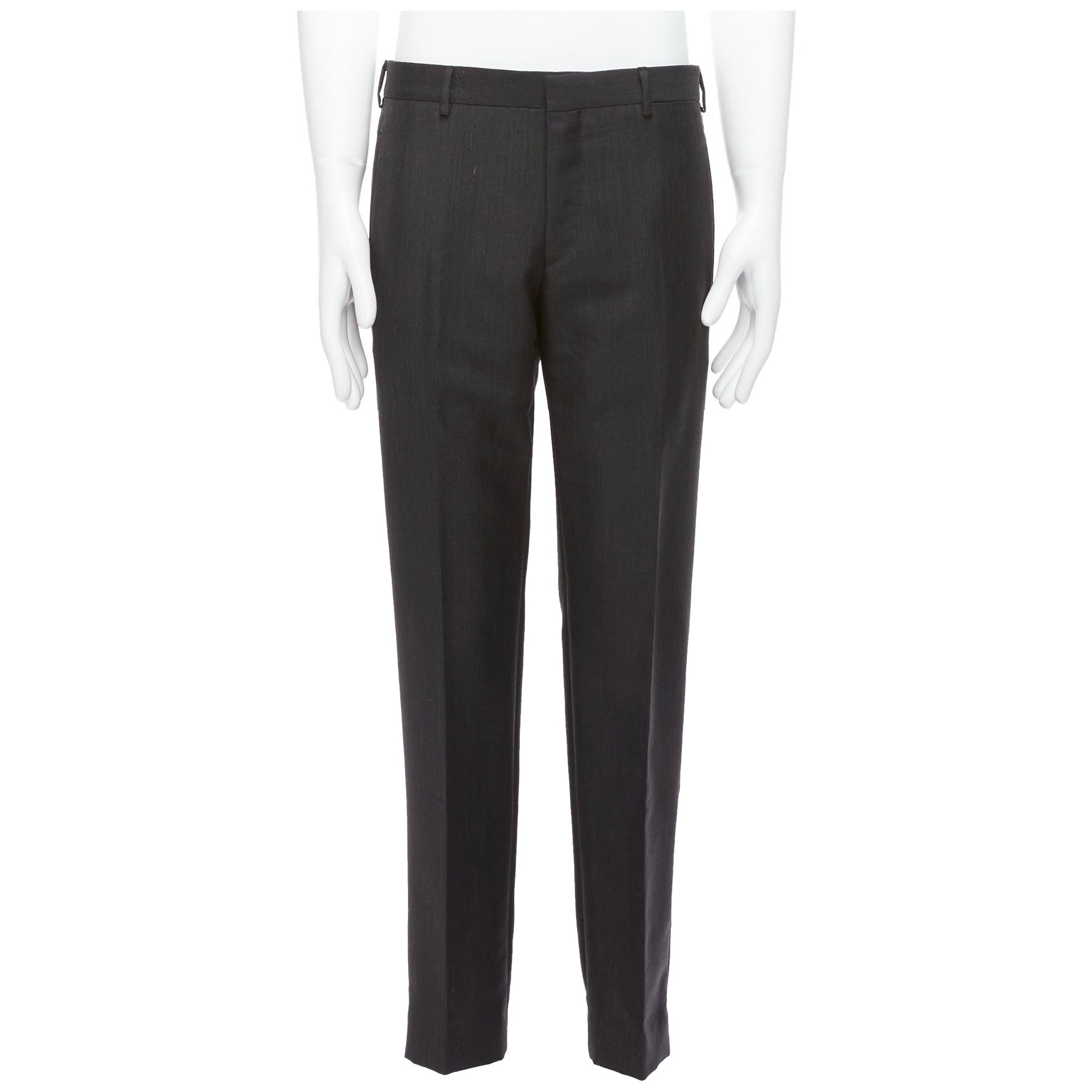 PRADA dark grey mohair wool crisp minimal clean line tapered pants IT50 L For Sale
