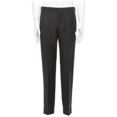 PRADA pantalon fuselé en laine mohair gris foncé à la ligne épurée IT50 L