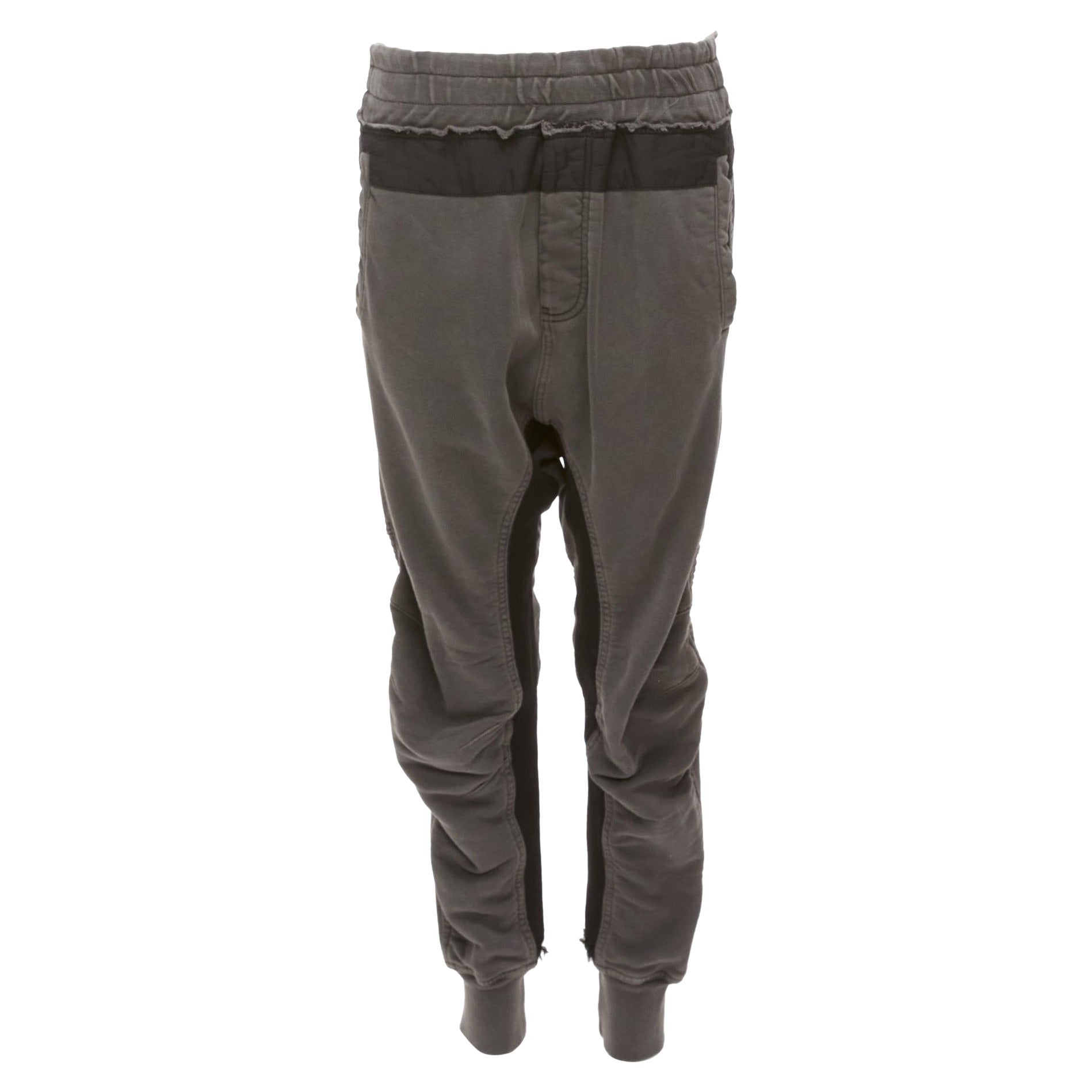 HAIDER ACKERMANN Perth grey washed cotton darted panelled back jogger pants FR36 For Sale