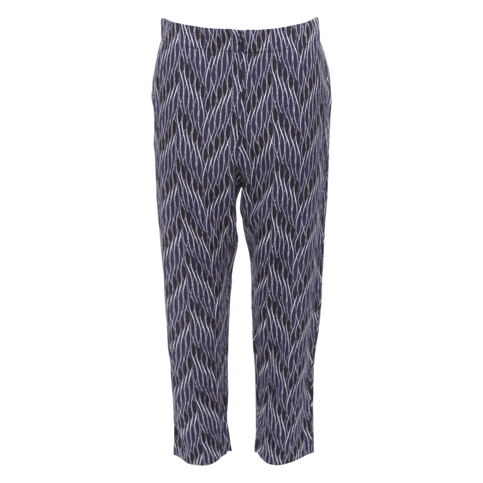 MARNI navy schwarzes geometrisches Muster Print elastische Taille Crop-Hose IT40 S