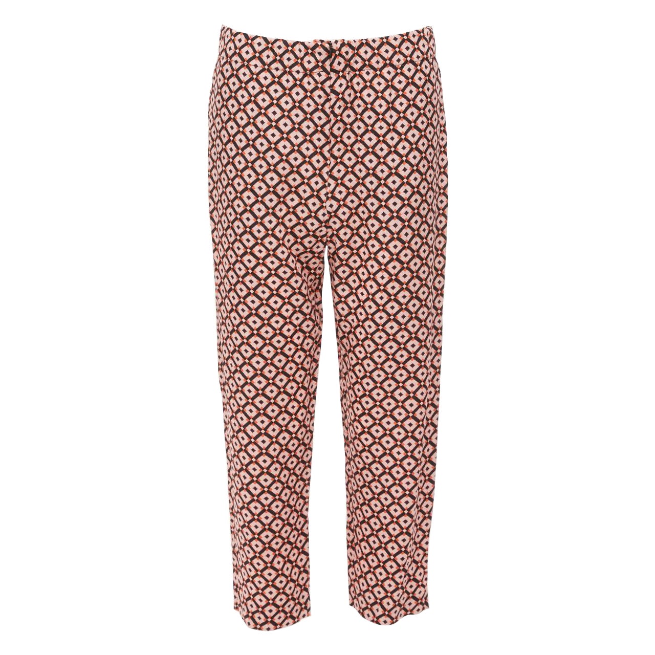 MARNI 100% silk black pink geometric print elastic waist cropped pants IT40 S For Sale