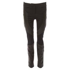 GIVENCHY black lambskin leather panel patchwork riding pants FR40 L