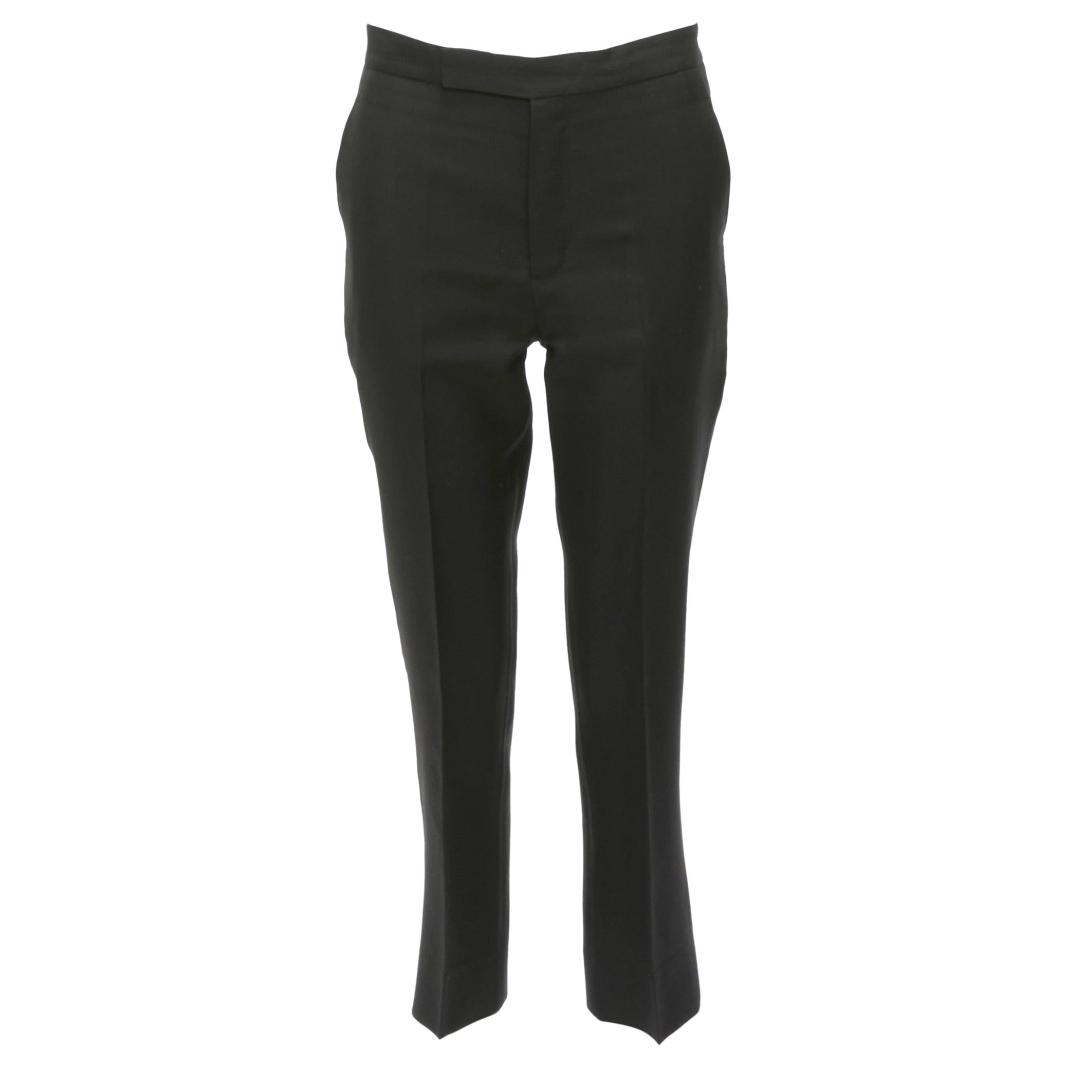 PORTS 1961 black wool silk cotton lined flared cropped trousers FR38 M For Sale