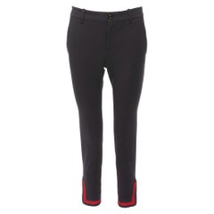GUCCI black red navy web cuff zip slit mid waist cropped pants IT38 XS